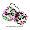 4 Inch Pink Leopard Fuzzy Dice with Lime Green Dots