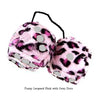 4 Inch Pink Leopard Fuzzy Dice with Grey Dots