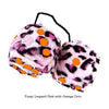 3 Inch Pink Leopard Fluffy Dice with Orange Dots