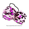 4 Inch Pink Leopard Fuzzy Dice with Hot Pink Dots