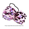 4 Inch Pink Leopard Fuzzy Dice with Lavender Purple Dots