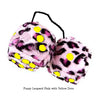 3 Inch Pink Leopard Plush Dice with Yellow Dots