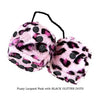 4 Inch Pink Leopard Fuzzy Dice with BLACK GLITTER DOTS