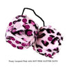 3 Inch Pink Leopard Fluffy Dice with HOT PINK GLITTER DOTS
