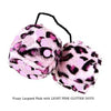 4 Inch Pink Leopard Fuzzy Dice with LIGHT PINK GLITTER DOTS