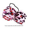 3 Inch Pink Leopard Fluffy Dice with RED GLITTER DOTS