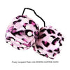 4 Inch Pink Leopard Fuzzy Dice with WHITE GLITTER DOTS