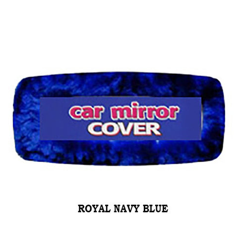 Fuzzy Rearview Mirror Cover - Royal Navy Blue