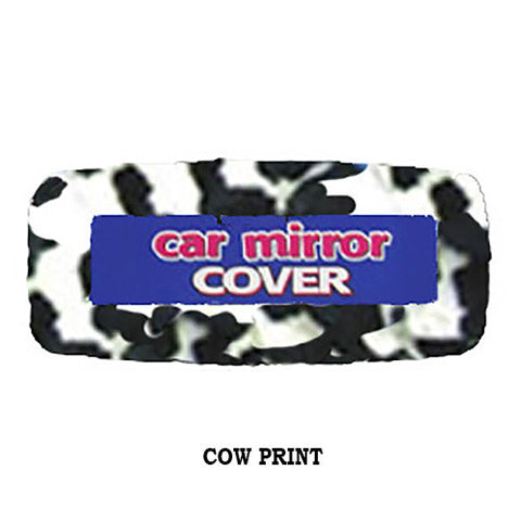Fluffy Rearview Mirror Cover - Cow Print