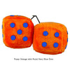 4 Inch Orange Fuzzy Dice with Royal Navy Blue Dots
