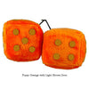 4 Inch Orange Fuzzy Dice with Light Brown Dots