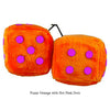 4 Inch Orange Fuzzy Dice with Hot Pink Dots