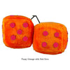 4 Inch Orange Fuzzy Dice with Red Dots