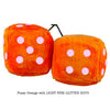 4 Inch Orange Fluffy Dice with LIGHT PINK GLITTER DOTS