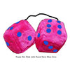 4 Inch Hot Pink Plush Dice with Royal Navy Blue Dots