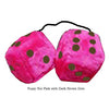 3 Inch Hot Pink Furry Dice with Dark Brown Dots