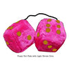 3 Inch Hot Pink Furry Dice with Light Pink Dots