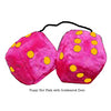 3 Inch Hot Pink Furry Dice with Goldenrod Dots