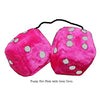 3 Inch Hot Pink Furry Dice with Grey Dots