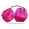 3 Inch Hot Pink Furry Dice with BLACK GLITTER DOTS