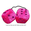 3 Inch Hot Pink Furry Dice with HOT PINK GLITTER DOTS
