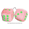 3 Inch Light Pink Fuzzy Car Dice with Lime Green Dots