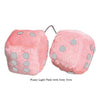 4 Inch Light Pink Fuzzy Car Dice with Grey Dots