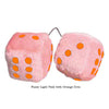 4 Inch Light Pink Fuzzy Car Dice with Orange Dots