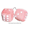 3 Inch Light Pink Fuzzy Car Dice with White Dots