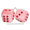 4 Inch Light Pink Fuzzy Car Dice with RED GLITTER DOTS