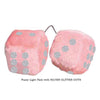 3 Inch Light Pink Fuzzy Car Dice with SILVER GLITTER DOTS