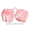 4 Inch Light Pink Fuzzy Car Dice with WHITE GLITTER DOTS