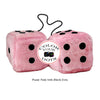 3 Inch Pink Fuzzy Car Dice with Black Dots