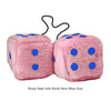 4 Inch Pink Fuzzy Car Dice with Royal Navy Blue Dots