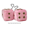 3 Inch Pink Fuzzy Car Dice with Dark Brown Dots