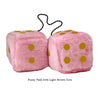3 Inch Pink Fuzzy Car Dice with Light Brown Dots