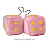 4 Inch Pink Fuzzy Car Dice with Goldenrod Dots