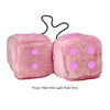 3 Inch Pink Fuzzy Car Dice with Light Pink Dots
