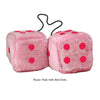 4 Inch Pink Fuzzy Car Dice with Red Dots