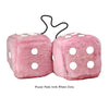 3 Inch Pink Fuzzy Car Dice with White Dots