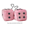 3 Inch Pink Fuzzy Car Dice with BLACK GLITTER DOTS