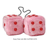 4 Inch Pink Fuzzy Car Dice with RED GLITTER DOTS