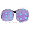 4 Inch Lavender Purple Fluffy Dice with Light Blue Dots