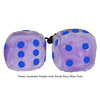 4 Inch Lavender Purple Fluffy Dice with Royal Navy Blue Dots