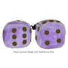 4 Inch Lavender Purple Fluffy Dice with Dark Brown Dots