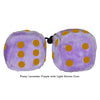 4 Inch Lavender Purple Fluffy Dice with Light Brown Dots