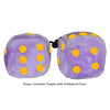 4 Inch Lavender Purple Fluffy Dice with Goldenrod Dots