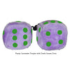 4 Inch Lavender Purple Fluffy Dice with Dark Green Dots