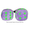 4 Inch Lavender Purple Fluffy Dice with Lime Green Dots