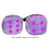 4 Inch Lavender Purple Fluffy Dice with Hot Pink Dots